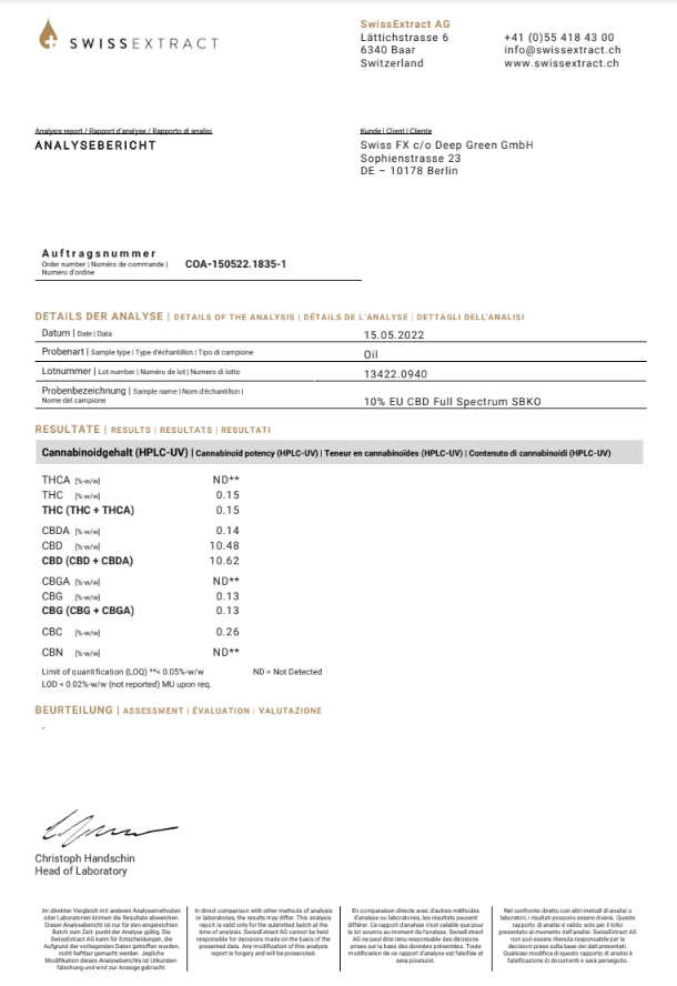 Swiss FX CBD Öl 10% Vollspektrum